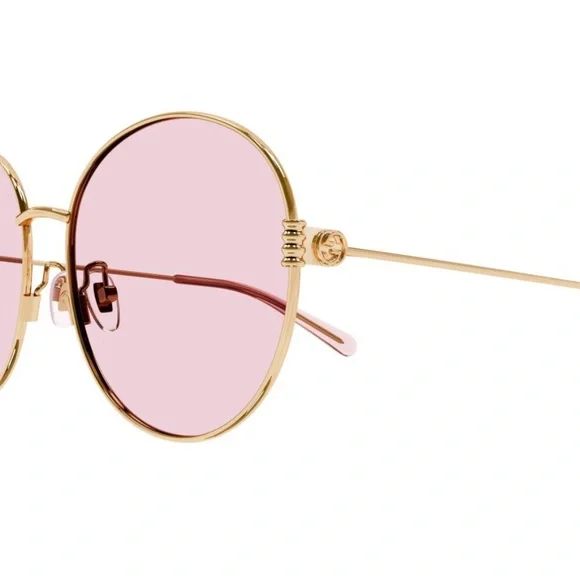 Gucci super popular brand new rose colored lens with gold frame sunglasses Gucci Sunglasses GG1281SK 004 Gold - eye-oo.com main image 3